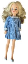 Summer Party Sindy (Pedigree, 1983) in blue polka dot mini-dress with pale blue dolly shoes