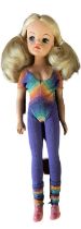 Star Dance Sindy (Pedigree, 1984) in purple leggings and multicoloured striped leotard and leg