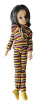 Funsuit Boutique Sindy (Pedigree, 1981) In yellow, blue and red striped two-piece with yellow