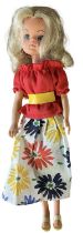 Carnival Girl Sindy (Pedigree, 1985) In white floral skirt and red blouse with yellow belt and white