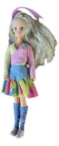 Fashion Street Mixer Sindy (1989) In pink and yellow wrap-around sweater, multi-coloured skirt