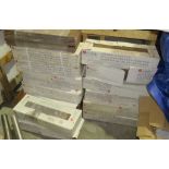 Boxes brown wood look tiles, 10.89 sq ft per box, 7"x20"x5/16 each tile