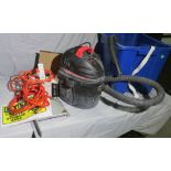 2 1/2 gal shop vac, 25' air hose and mixed small extension cords with a tote