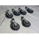 industrial casters 5" diameter casters fits 1 1/2" tube 2 with brakes