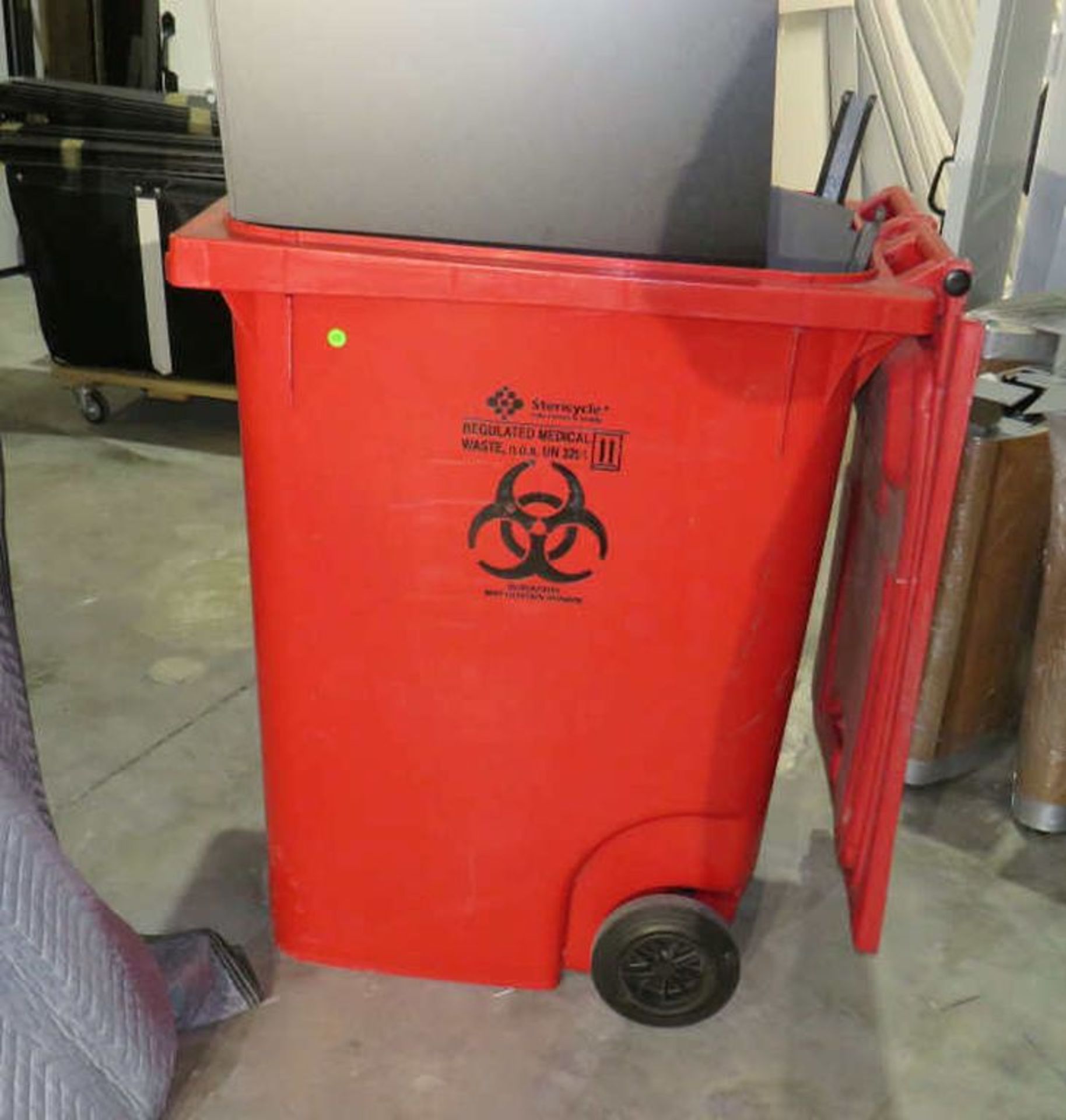 55 gallon Hazmat container on wheels with lid, Medical Waste Can