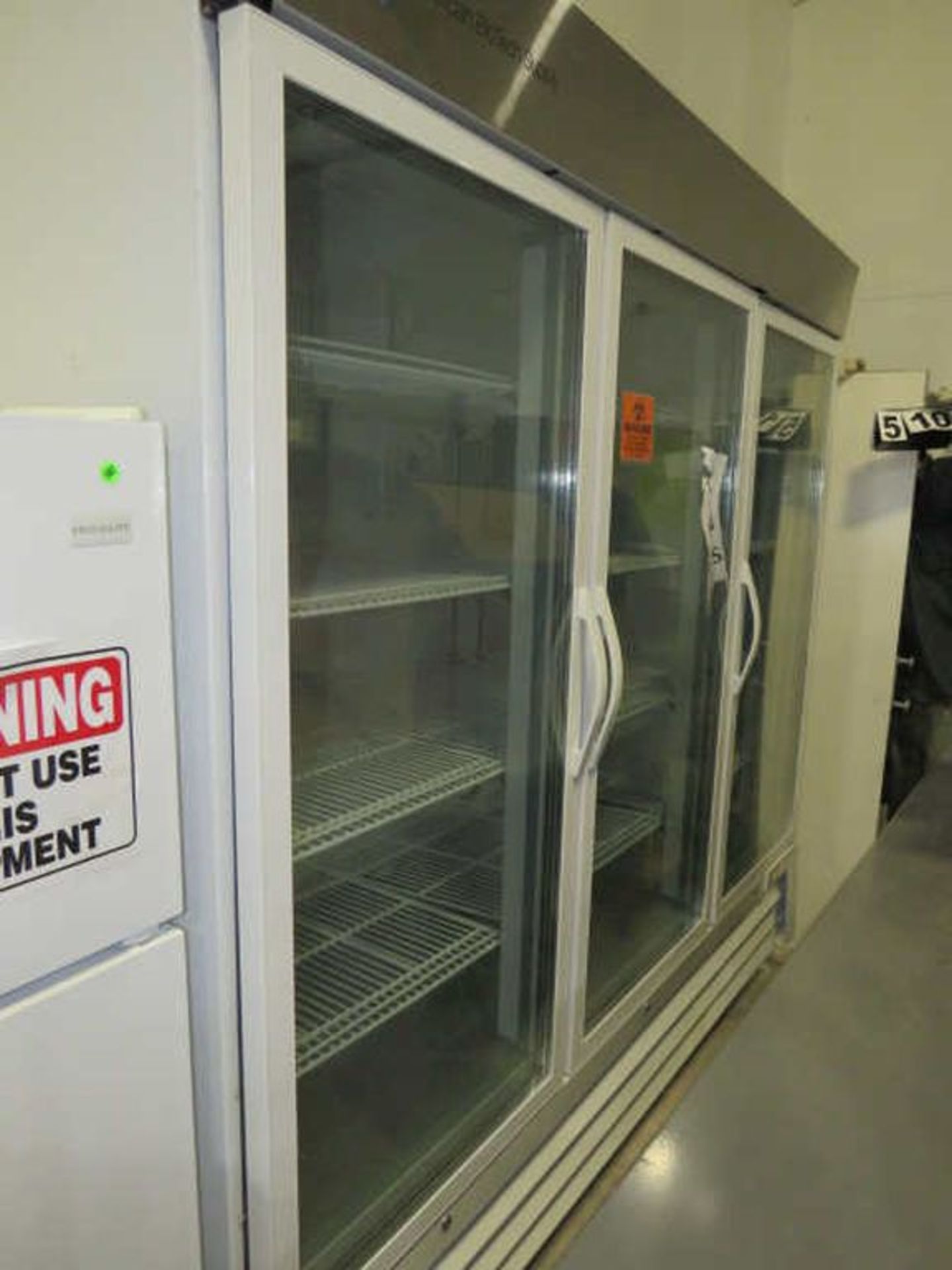 ABS American Bio Tech Supply 3-Door glass refrigerator, BIOHAZARD, 81"L x 82"H x 33" Deep (not re... - Image 3 of 3