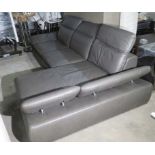 Italian L-shaped Leather Sofa, Adjustable side, Top grain leather note: there is some damage to the