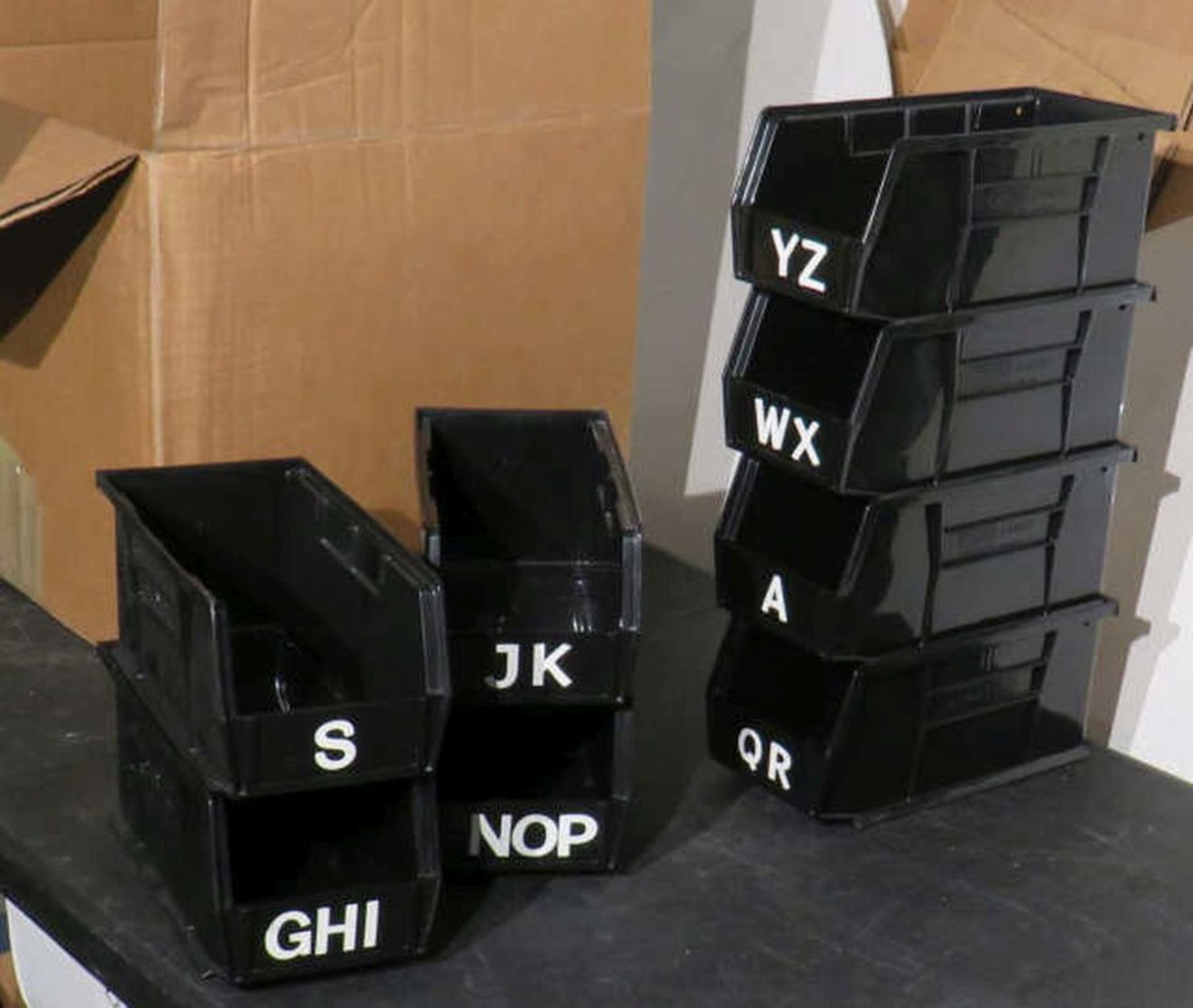 box of 13 stackable bins 5.5 x 11 x 5.5 - Image 2 of 2