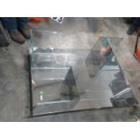 Glass cube coffee table/display table, on casters, by Napzzui (note one of the glass panels on ...