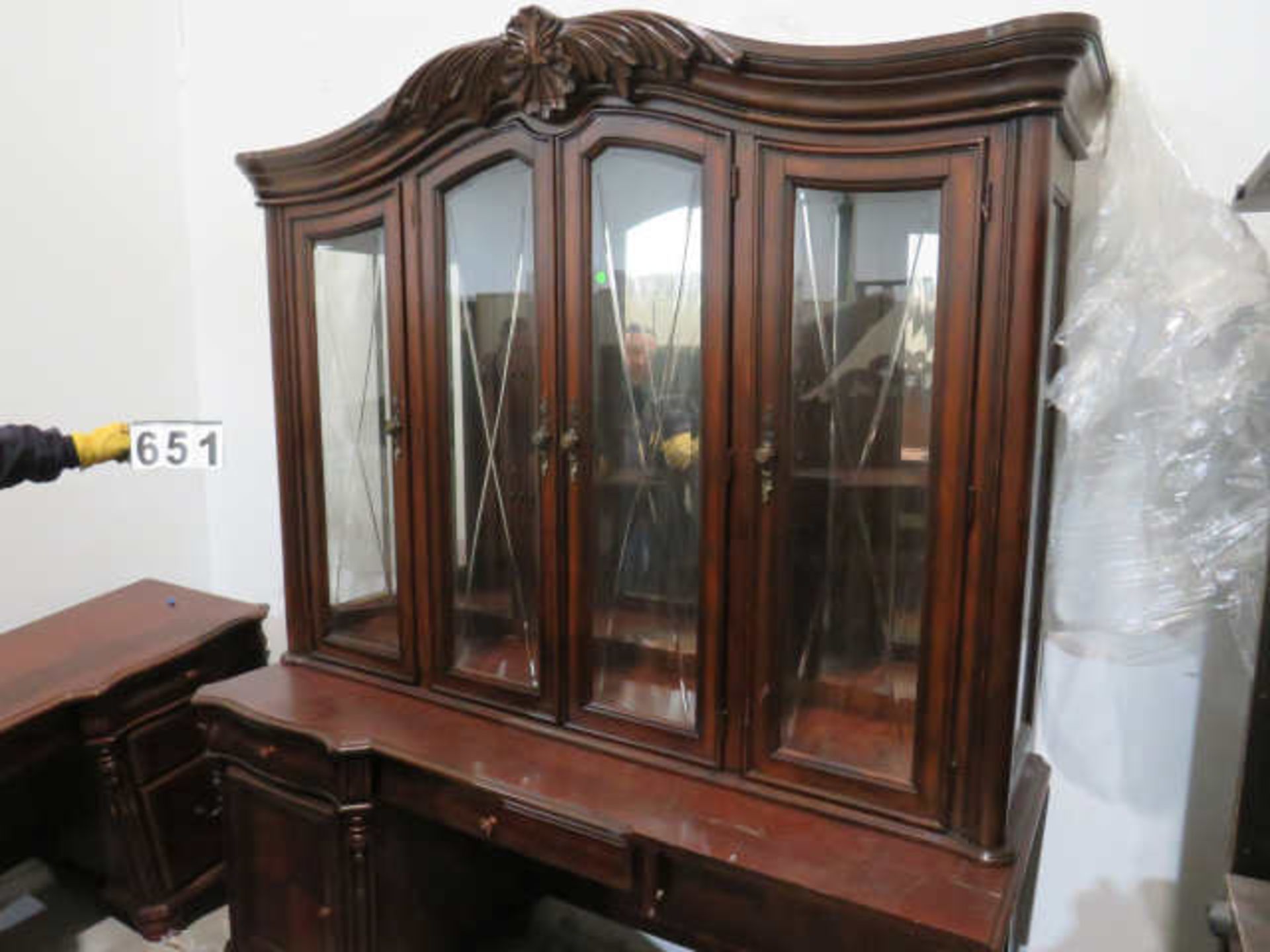 Cherry Finish 2 pc China Cabinet,70"w x 18"d, 88"h