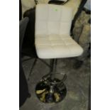 White Leather Bar Stools, adjustable height