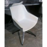 White molded Leather swivel chairs with chrome base, LAS made in Italy