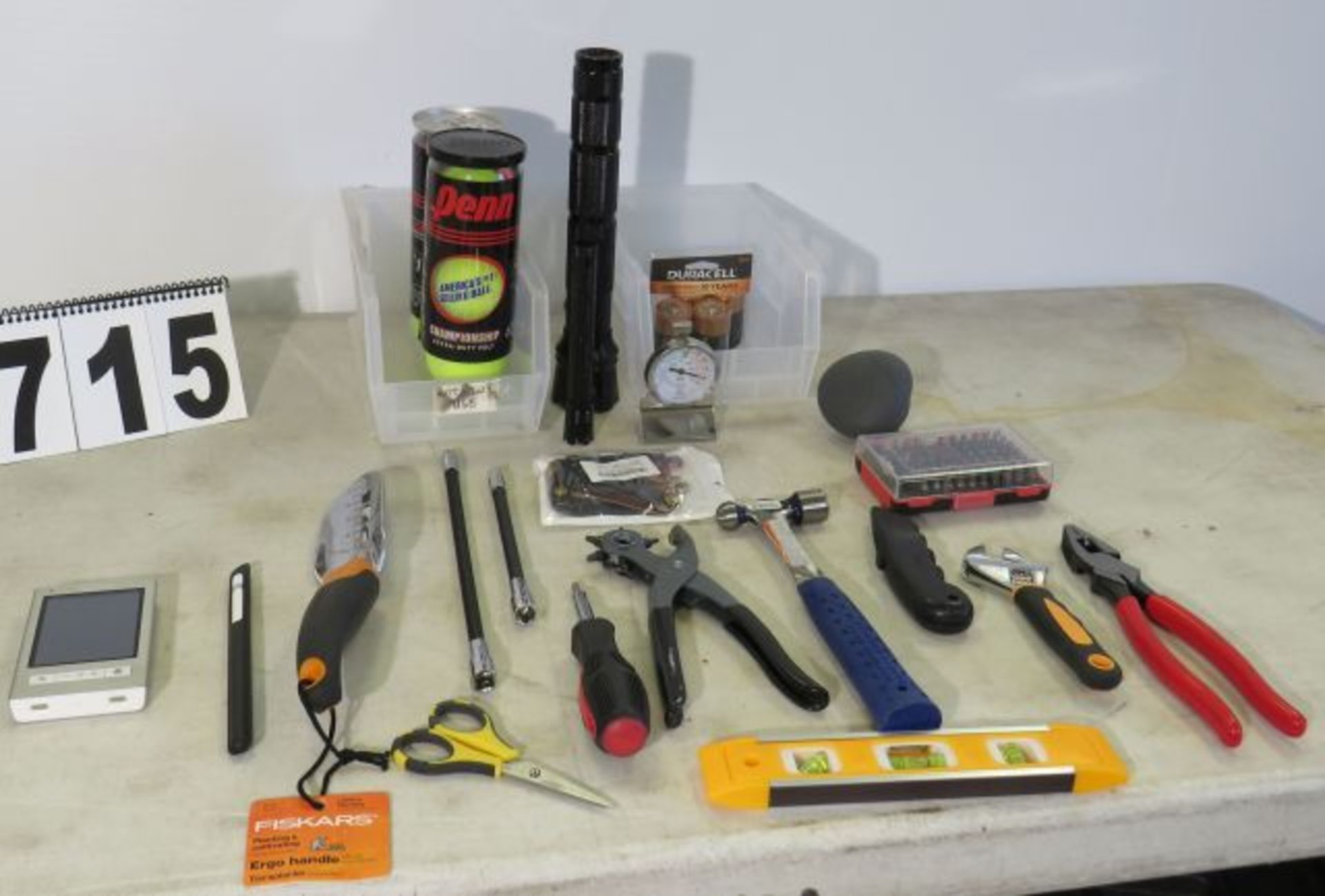 mixed tools, flashlights, tennis balls, oven temp gauge - Image 2 of 3