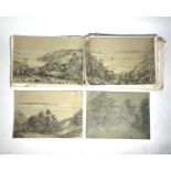 A 19th century sketchbook, pencil drawings of British and Irish landscapes, including Guernsey,