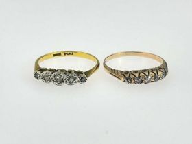 Two 18ct gold diamond five-stone rings