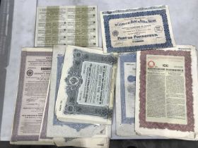 A collection of vintage French and German share bonds