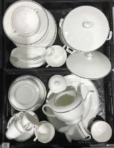 A Royal Worcester Silver Jubilee pattern part dinner and tea service (2 trays)