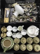 Studio Pottery, including Aviemore Pottery salt bucket, ten kitchen storage jars and covers,