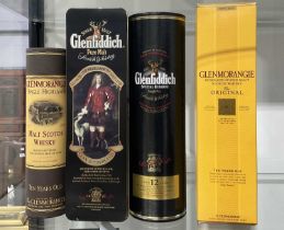 Four bottles of cased whisky, including Glenmorangie Single Highland Malt Scotch Whisky, aged 10