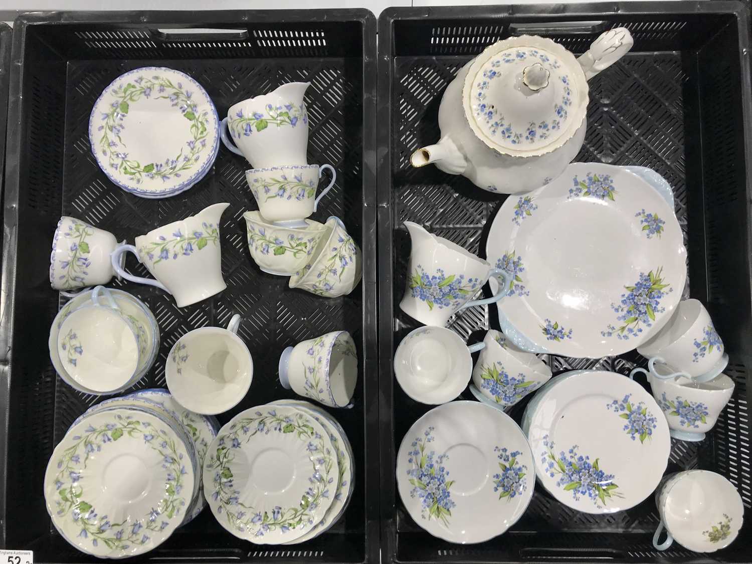 A Shelley American Harebell pattern part tea service, together with another example decorated with