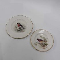 W Powell for Royal Worcester, a painted side plate, circa 1930, decorated with a Bullfinch and apple
