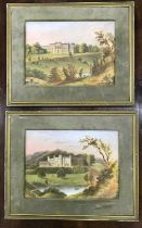 A pair of English porcelain painted plaques, early 19th century, depicting Willey Park, and Apley