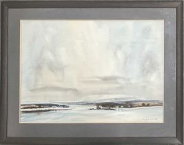 A winter landscape by Aubrey R. Philips, signed. 73 x 52 cm