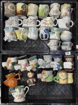 A quantity of continental and English 19th century shaving mugs, including a Dresden example,