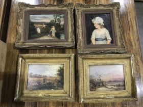Four various 19th Century oil paintings, including a pair of landscapes in winter and spring, a