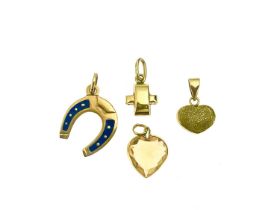 Four gold charms