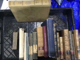 A collection of leather bound and general interest book, including Shotha Rusthveli, Knight in the