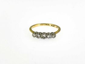 A mid 20th century 18ct gold diamond five-stone ring