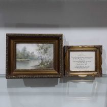 Arthur Badham for Royal Worcester, three lake landscape painted plaques, signed, printed marks, with