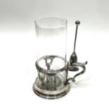 James Dixon and Sons, an EPBM chamberstick and candle snuffer, with glass chimney, 19cm high