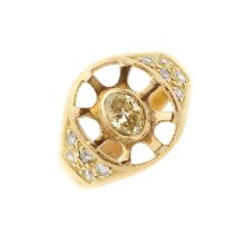 An 18ct gold yellow diamond and diamond dress ring