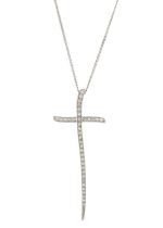 An 18ct gold diamond cross pendant, with chain