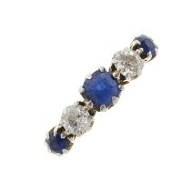 An early 20th century 18ct gold sapphire and diamond five-stone ring