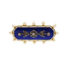 A 19th century gold, diamond, seed pearl and enamel floral brooch