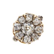 A 19th century gold and silver diamond cluster ring