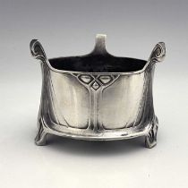 Albin Muller for WMF, a pewter bottle coaster, circa 1905, circular form with three stylised bird