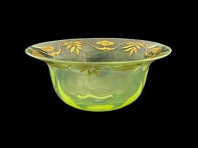 Jules Barbe for Thomas Webb, an Arts and Crafts gilt overlay opalescent glass bowl, circa 1910,