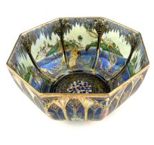 Daisy Makeig-Jones for Wedgwood, a Fairyland lustre octagonal bowl, Smoke Ribbons interior, the