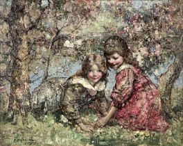 Edward Atkinson Hornel (Scottish, 1864-1933), At Play in the Wood, signed and dated 1917 l.l.,