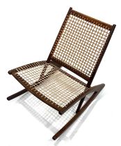 Frederik A. Kayser (Norwegian, 1924-1968), teak rocking chair, Model No.599 (1959), cord seat,