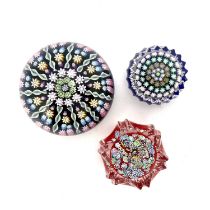 Perthshire and Peter McDougal, three millefiori glass paperweights, including two miniature