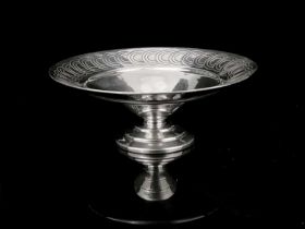 Keith Murray for Mappin and Webb, an Art Deco silver plated pedestal bowl, model W29504, circa 1935,