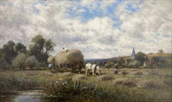 Alfred Augustus Glendening (British, c.1840-c.1910), Hay Gathering, signed and dated 1908 l.r.,