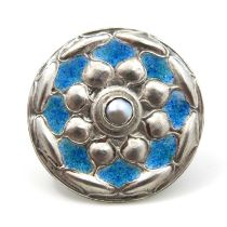 Jessie M King for Liberty and Co., a Cymric Arts and Crafts silver and enamelled brooch,