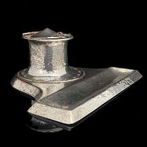 Richard Rathbone, an Arts and Crafts silver plated copper inkwell, model 676 circa 1903, planished
