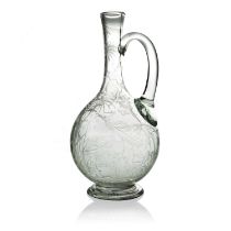 Joseph Keller for Stevens and Williams, a Stourbridge engraved glass claret jug or ewer, probably